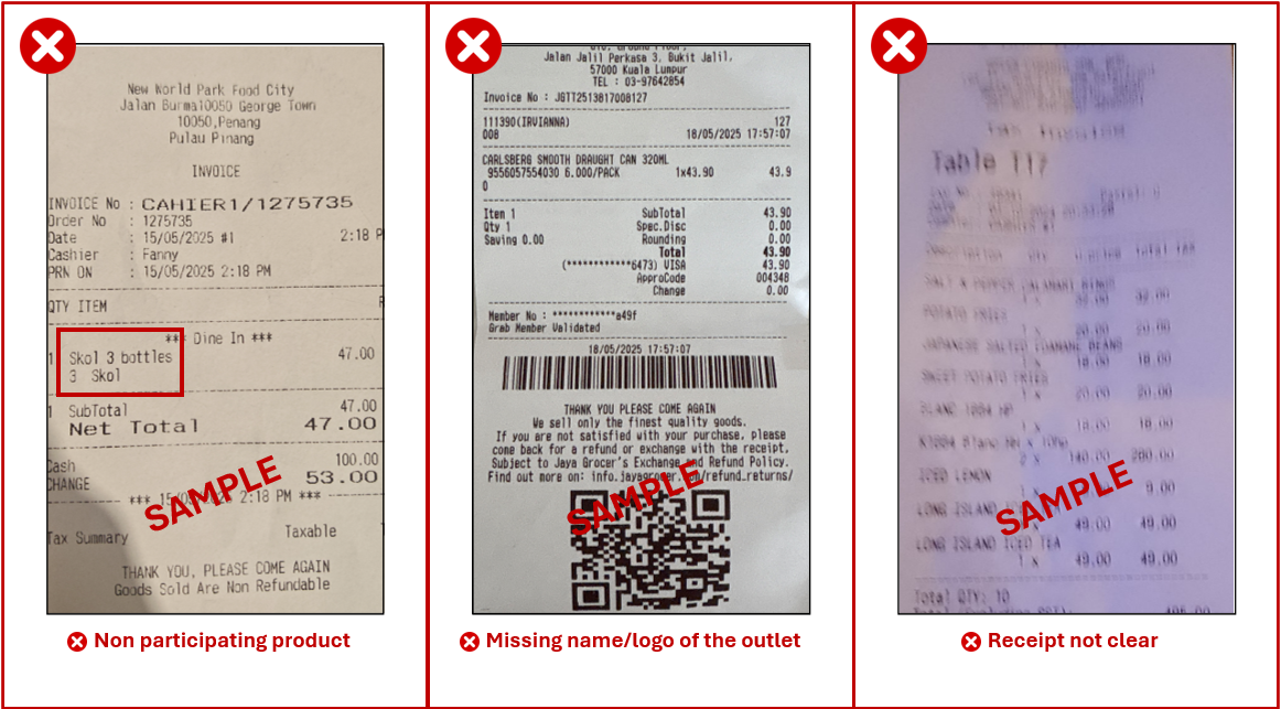 Approved receipt examples