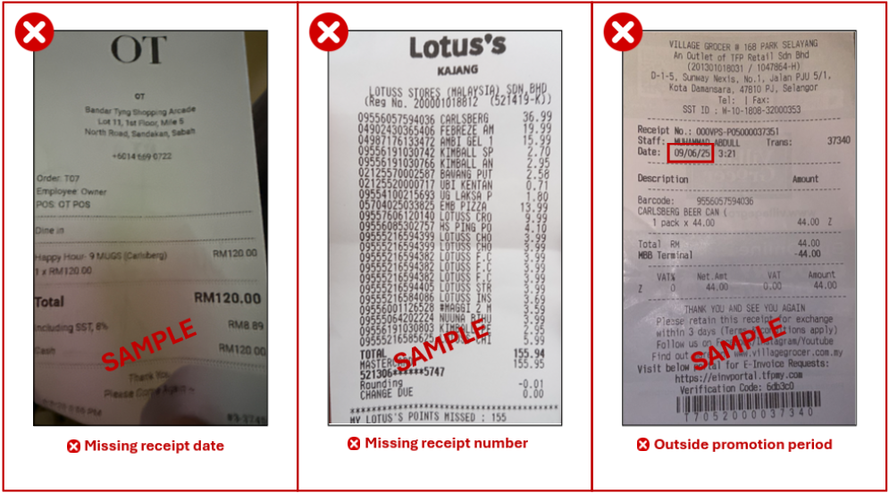 Approved receipt examples