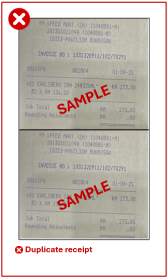 Approved receipt examples